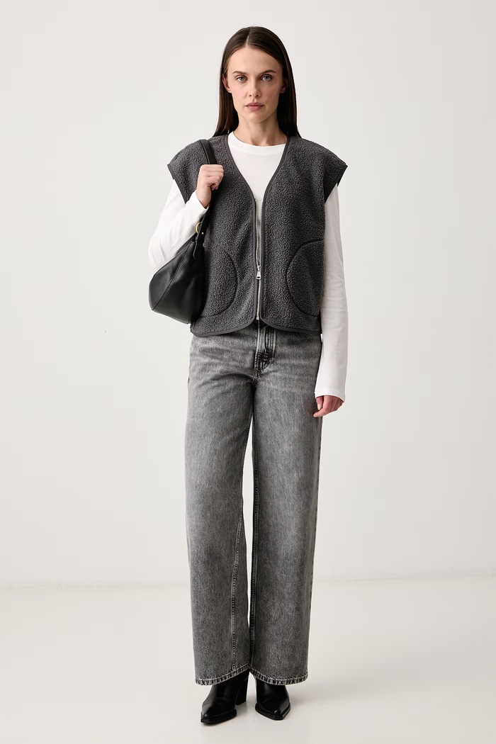 Marc O'Polo Bluza bez rękawów damska 5000014558 szary AW26