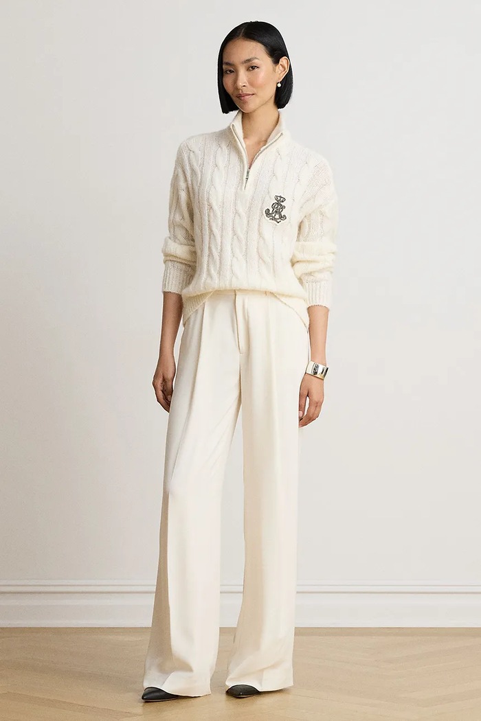 Odzież Lauren Ralph Lauren Bluza rozpinana damska z wełną 200B33686 beżowy