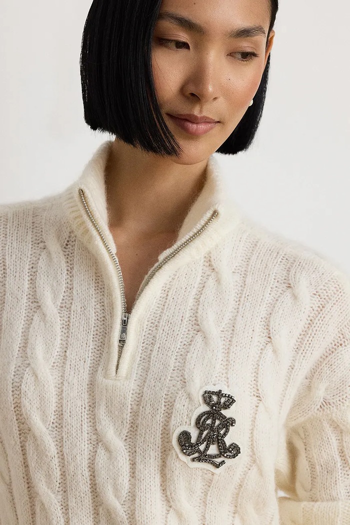 Bluza rozpinana damska z wełną Lauren Ralph Lauren 200B33686 beżowy