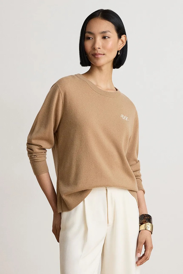 Lauren Ralph Lauren Sweter damski kaszmirowy beżowy 200P03371
