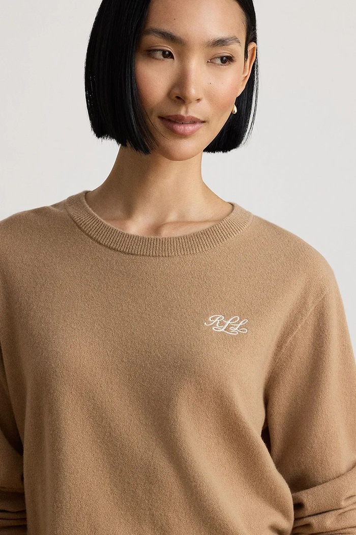 Sweter damski kaszmirowy Lauren Ralph Lauren 200P03371 beżowy
