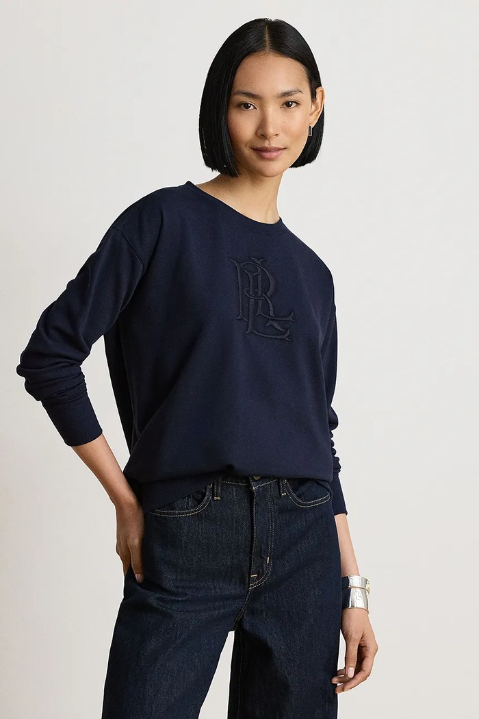 Lauren Ralph Lauren Bluza damska z bawełną granatowy 200P13916