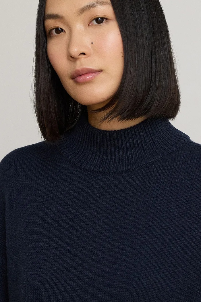 Sweter damski z wełną Lauren Ralph Lauren 200P03450 granatowy