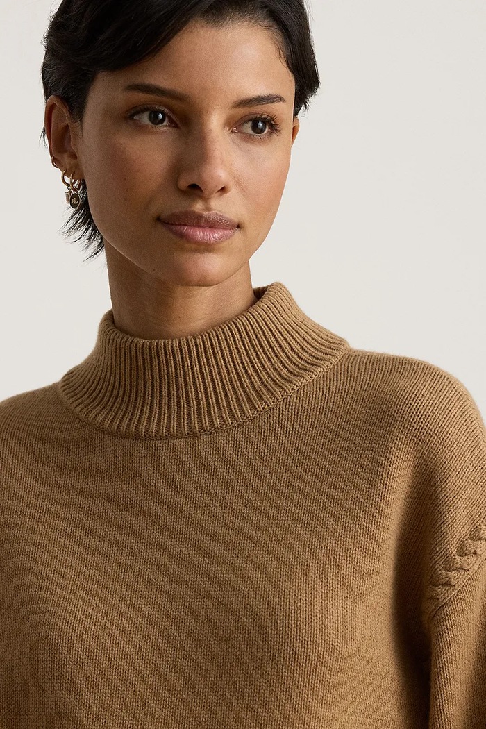 Sweter damski z wełną Lauren Ralph Lauren 200P03450 brązowy