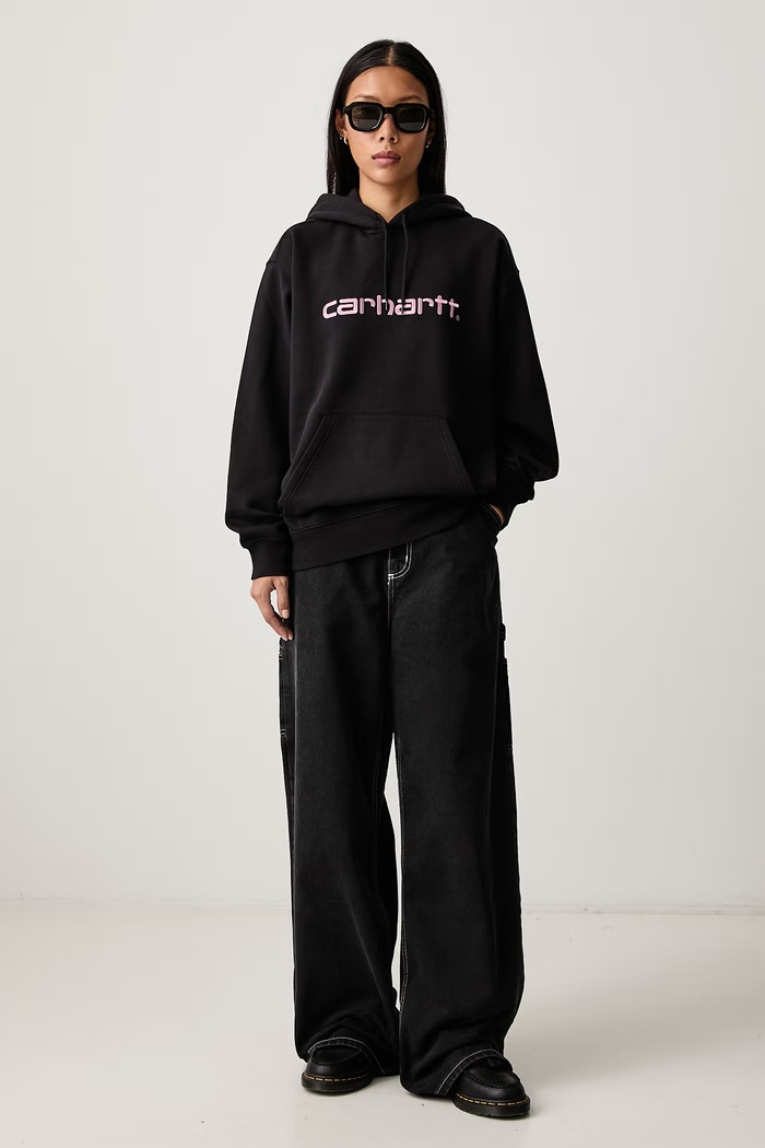 Carhartt WIP Hooded Carhartt Sweatshirt суичър с качулка с памук дамски I033648 черен AW26