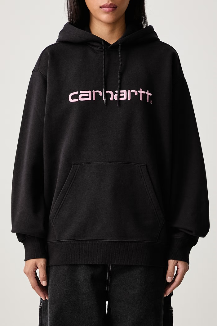 Hooded Carhartt Sweatshirt суичър с качулка с памук дамски Carhartt WIP черен I033648