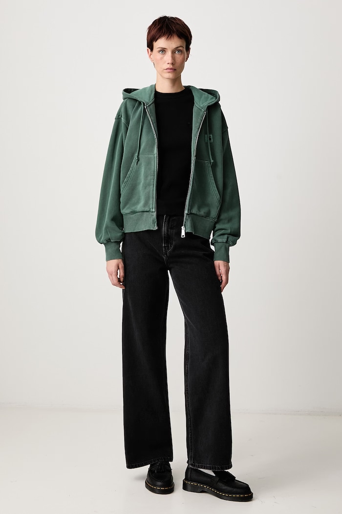 Carhartt WIP Hooded Nelson Jacket bluza rozpinana bawełniana damska I033830 zielony AW26