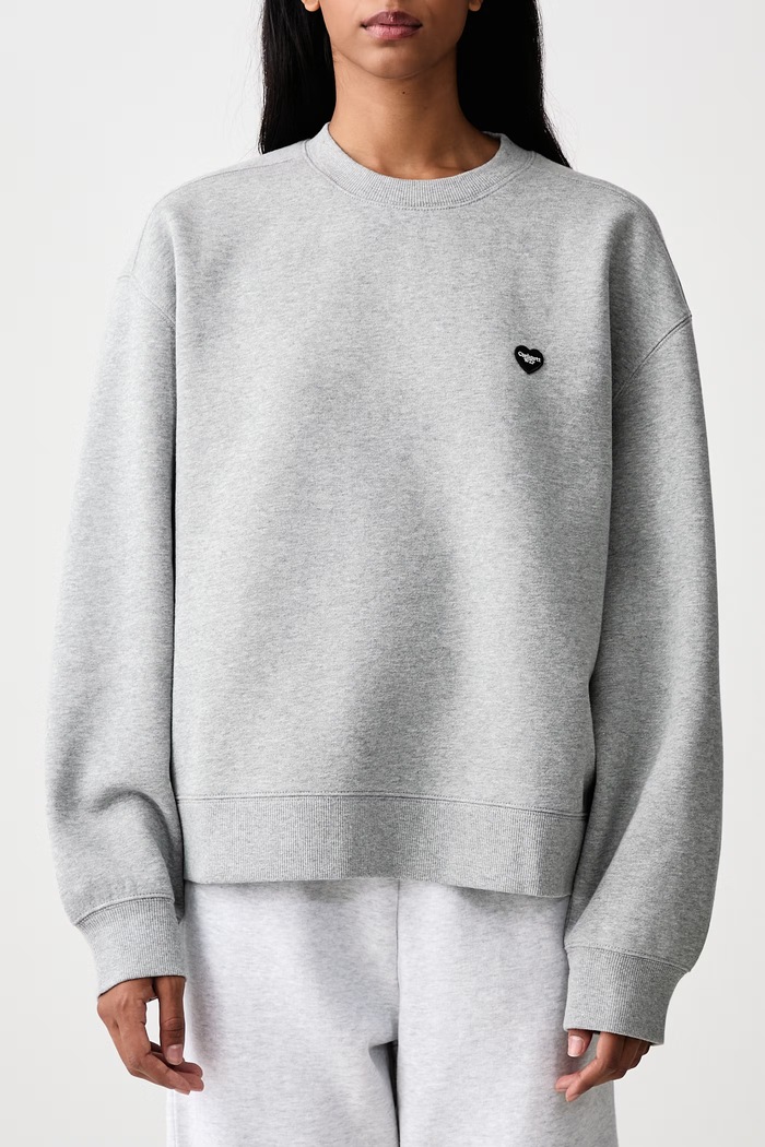 Small Heart Patch Sweat bluza z bawełną damska Carhartt WIP szary I037150