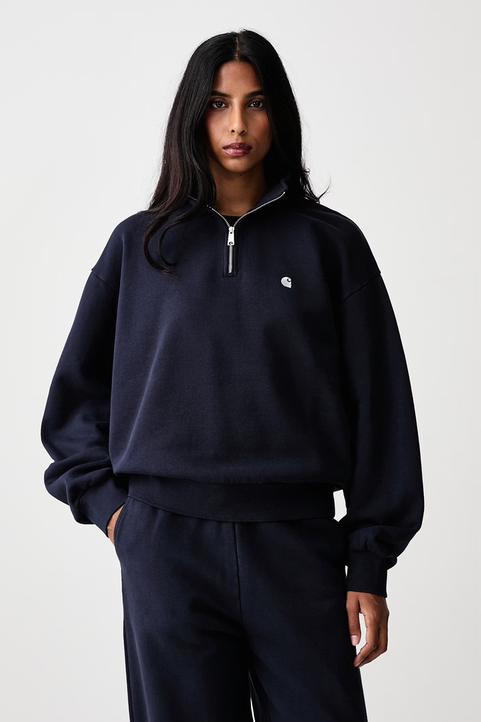 Carhartt WIP Casey High Neck Sweat bluza bawełniana damska granatowy I037148