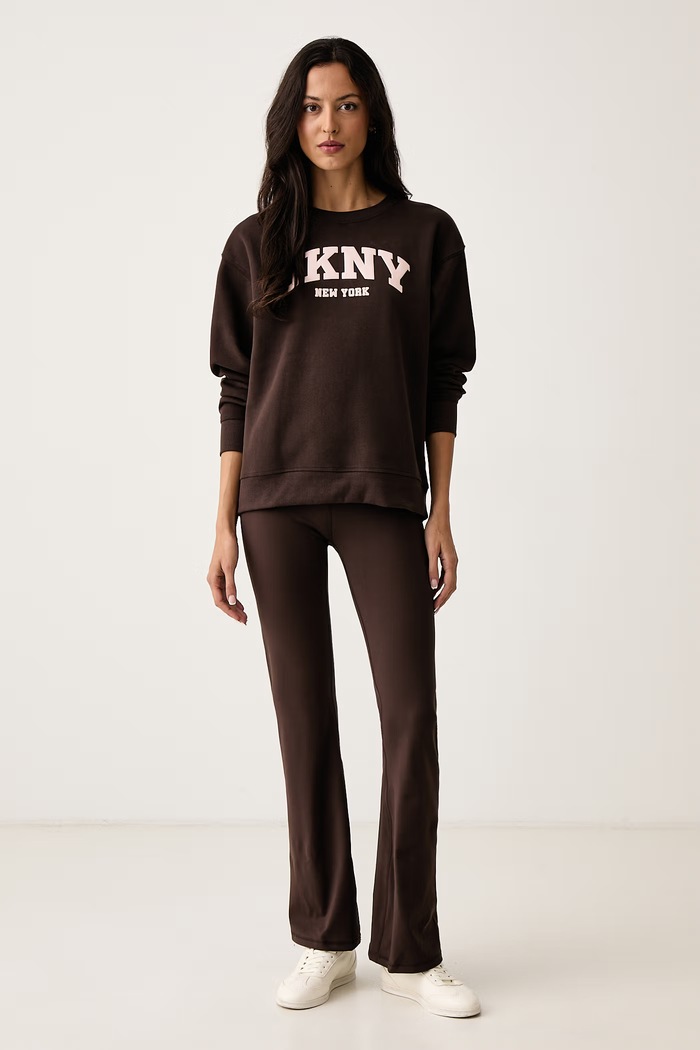DKNY Bluza damska z bawełną DP6T1820 brązowy AW26
