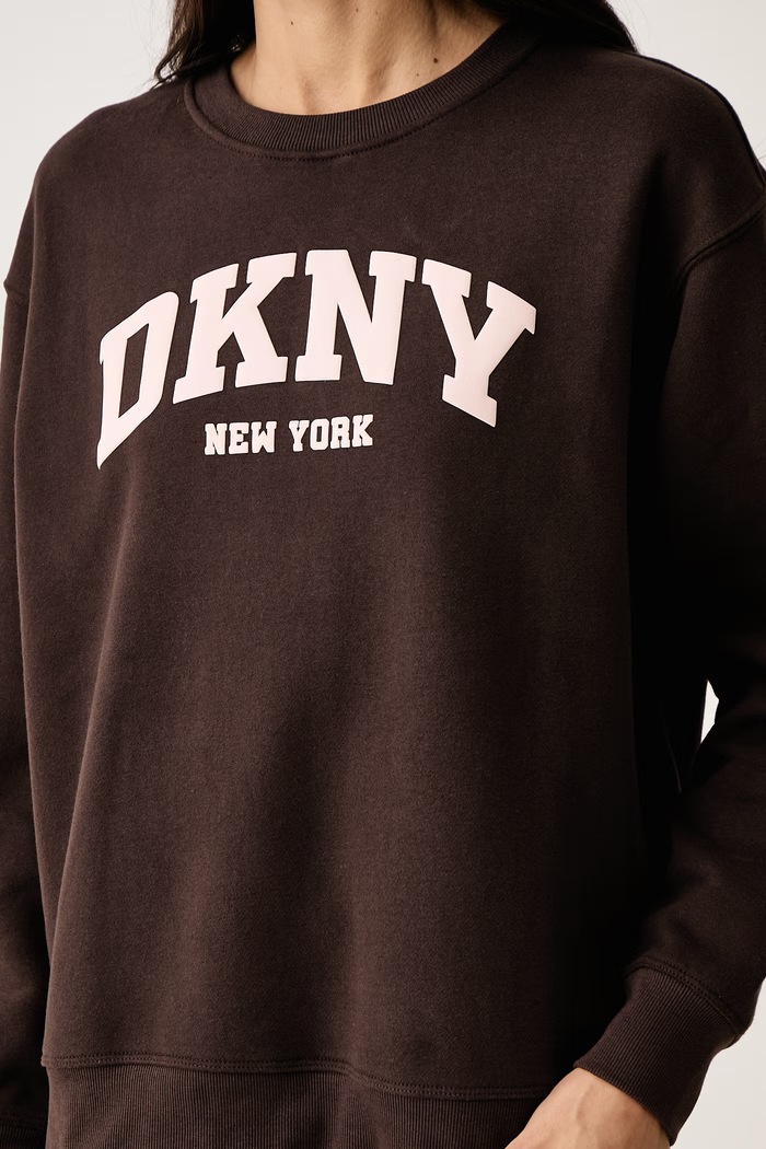 Bluza damska z bawełną DKNY DP6T1820 brązowy