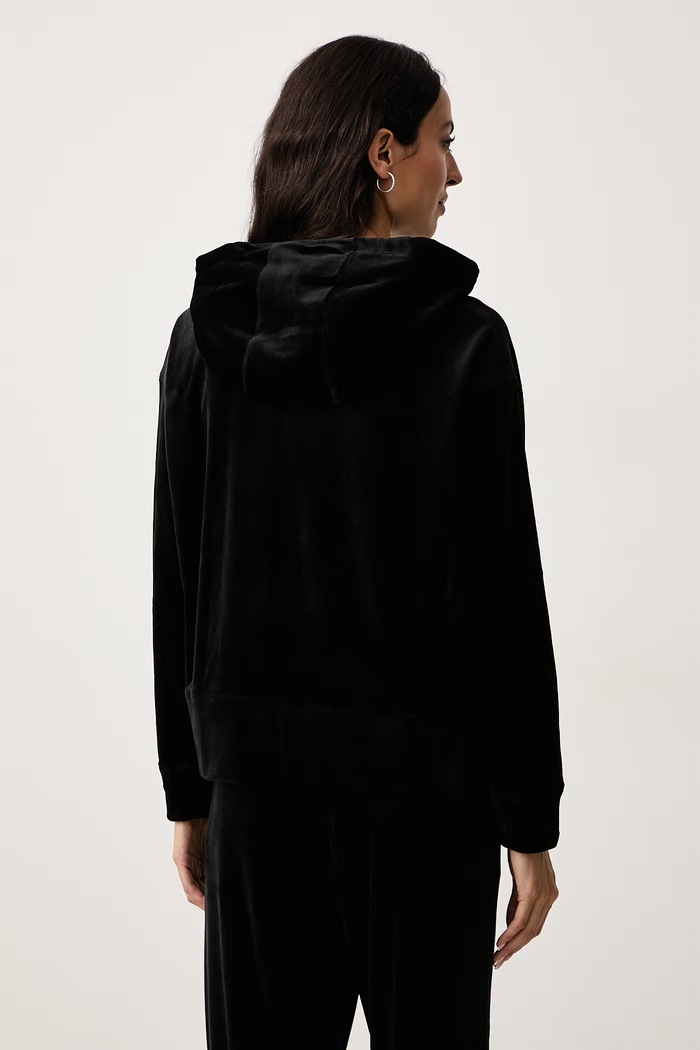 Odzież DKNY Bluza rozpinana z kapturem damska welurowa DP6J9750 czarny
