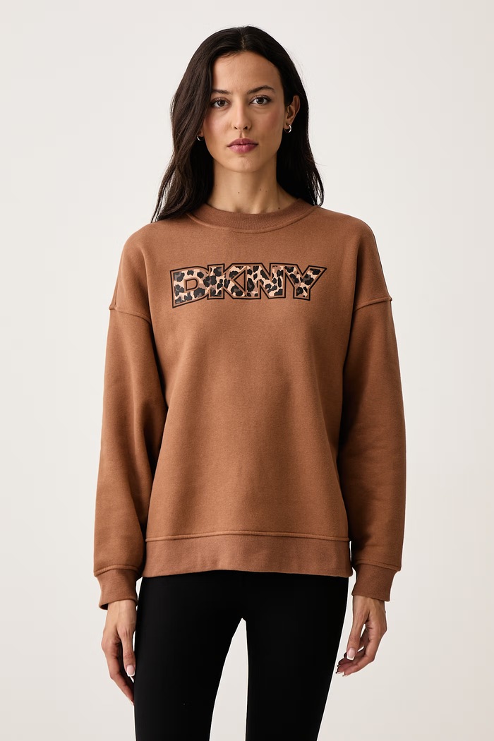 DKNY Bluza damska z bawełną brązowy DP6T1829