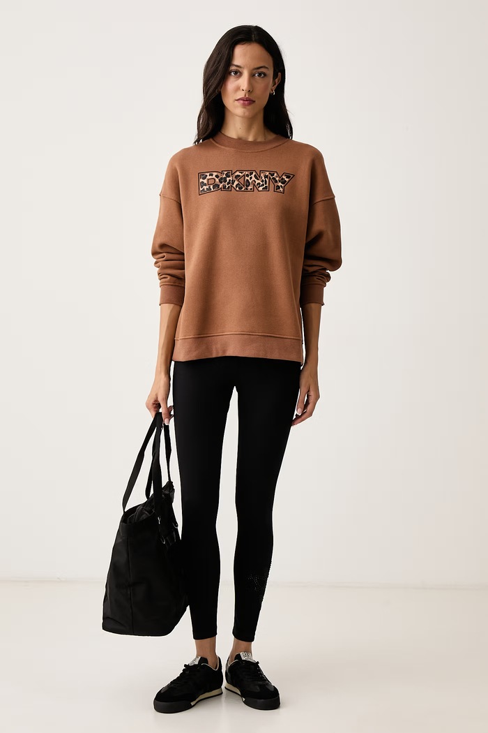 DKNY Bluza damska z bawełną DP6T1829 brązowy AW26