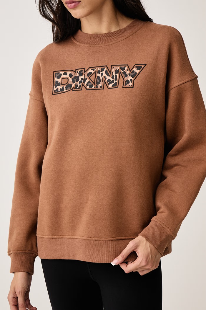 Bluza damska z bawełną DKNY DP6T1829 brązowy