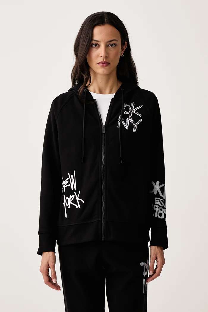 DKNY Bluza z kapturem damska z bawełną czarny DP6J9766