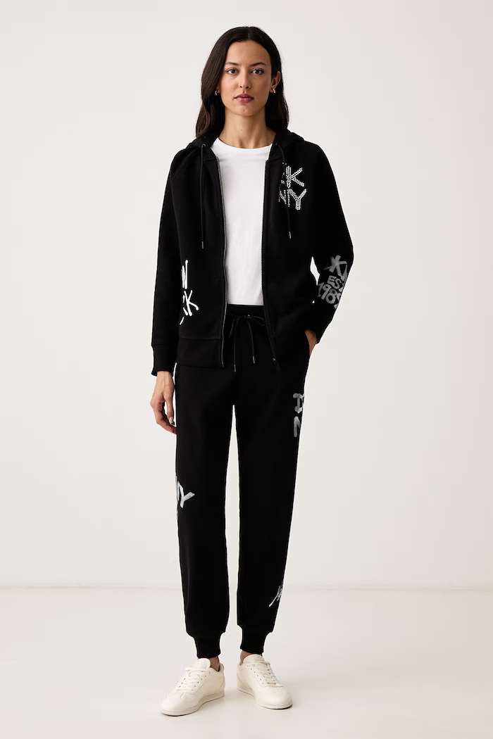 DKNY Bluza z kapturem damska z bawełną DP6J9766 czarny AW26