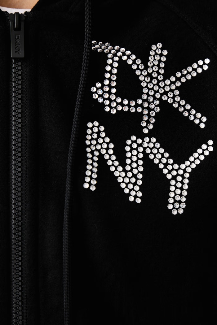 Bluza z kapturem damska z bawełną DKNY czarny DP6J9766
