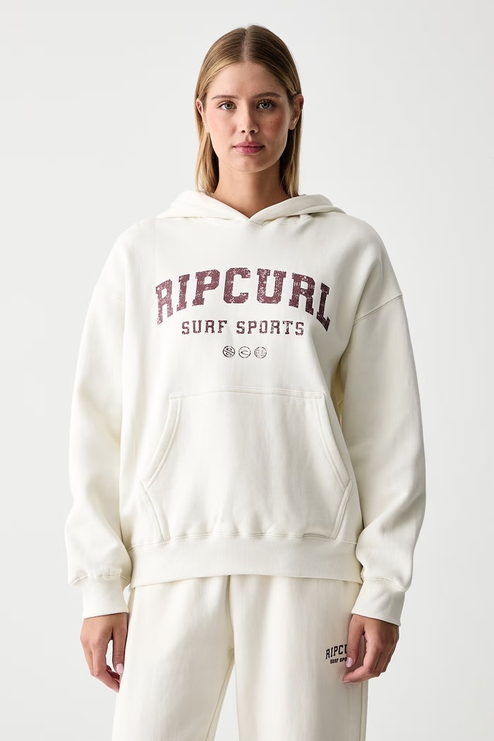 Rip Curl Bluza z kapturem damska bawełniana VARSITY SPORTS beżowy 0DUWFL