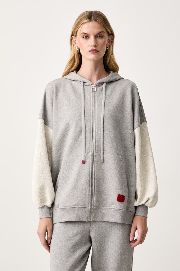 Max&Co. Bluza rozpinana z kapturem damska bawełniana EDITTI szary 2626926023200