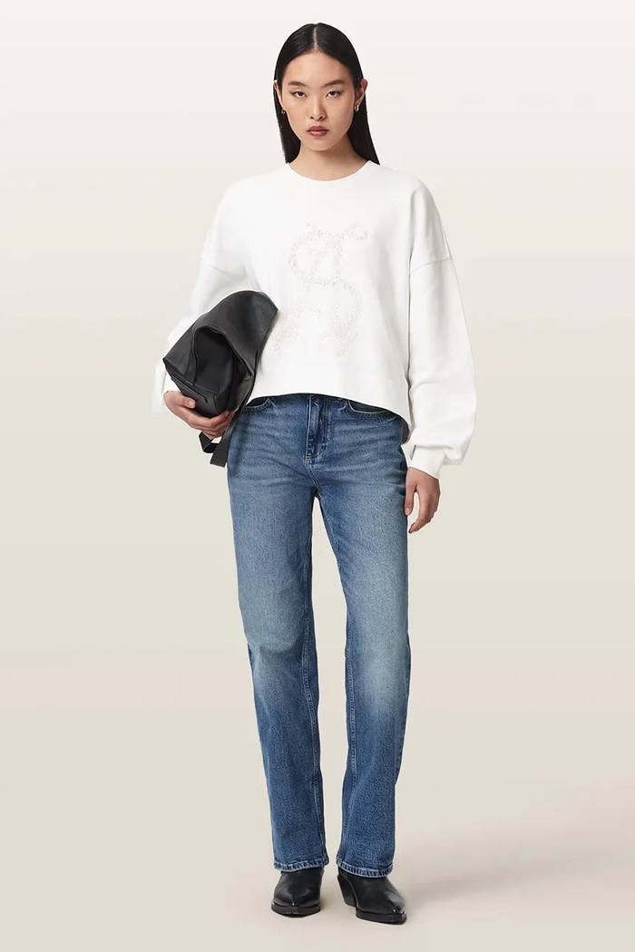 Odzież AllSaints Bluza damska bawełniana REFLEX LILA W048JF biały