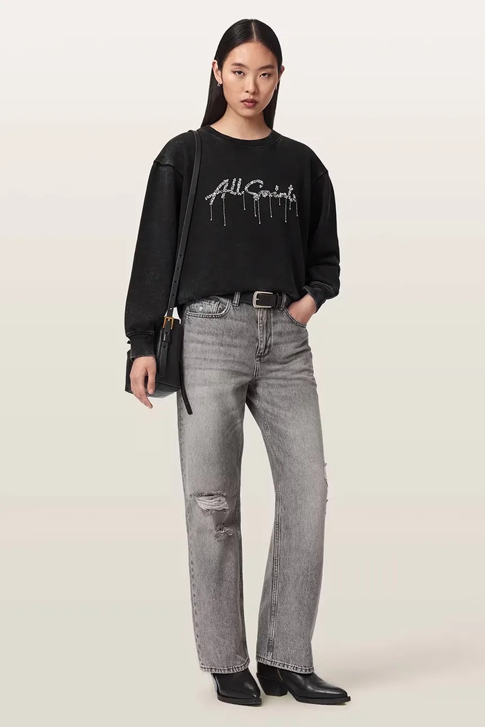 Odzież AllSaints Bluza damska bawełniana CHAINS PIPPA W040JF czarny