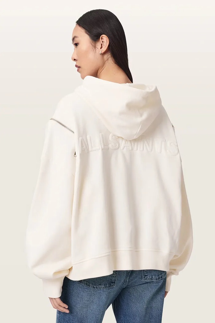 AllSaints Bluza z kapturem damska bawełniana CIARA W008JF beżowy AW26