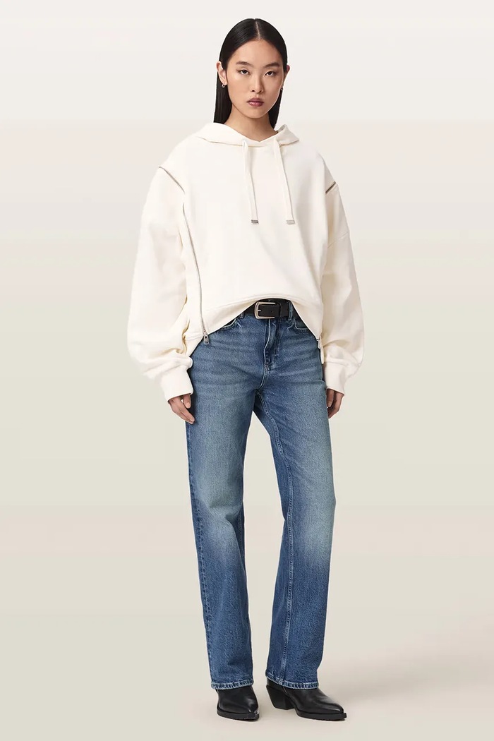 Odzież AllSaints Bluza z kapturem damska bawełniana CIARA W008JF beżowy