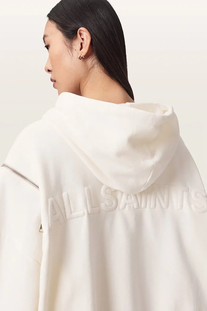 Bluza z kapturem damska bawełniana CIARA AllSaints beżowy W008JF