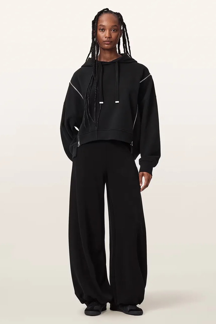 Odzież AllSaints Bluza z kapturem damska bawełniana CIARA W008JF czarny