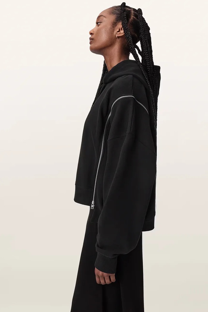 Bluza z kapturem damska bawełniana CIARA AllSaints W008JF czarny