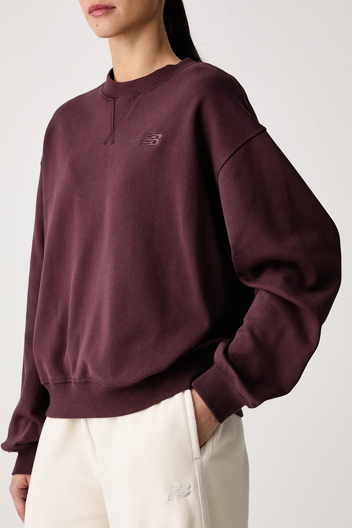 Bluza oversize damska bawełniana New Balance WT41500YLR bordowy