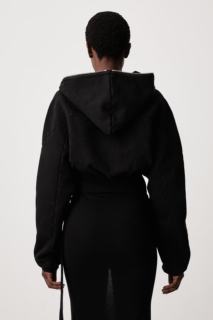 Одежда Rick Owens DRKSHDW Collage Gimp кофта на застёжке с капюшоном с хлопком для женщин DS02F6233.HFP чёрный