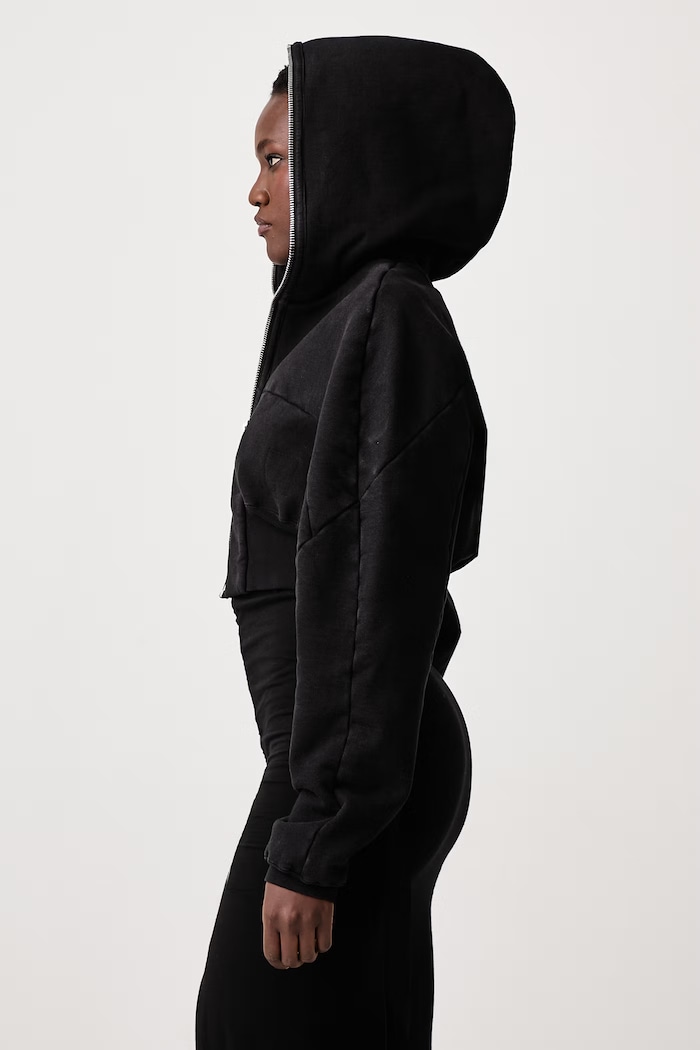 Collage Gimp кофта на застёжке с капюшоном с хлопком для женщин Rick Owens DRKSHDW DS02F6233.HFP чёрный