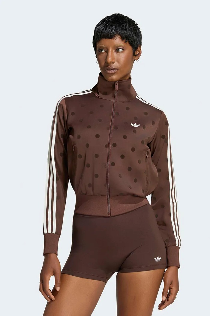 adidas Originals Bluza rozpinana damska Satin Polka Dots brązowy LI2855