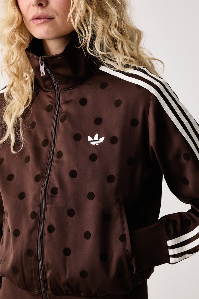 Mikina na zips dámska Satin Polka Dots adidas Originals LI2855 hnedá