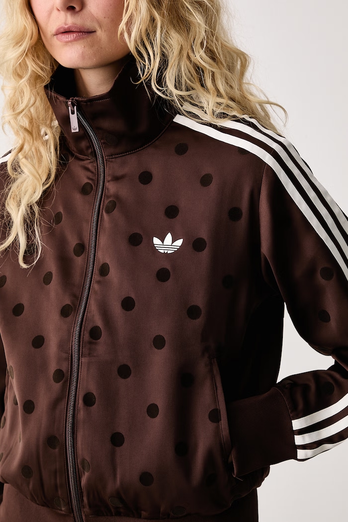 Mikina na zips dámska Satin Polka Dots adidas Originals LI2855 hnedá