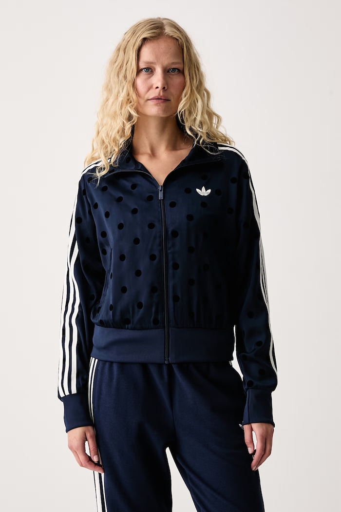 adidas Originals Mikina na zips dámska Satin Polka Dots tmavomodrá LI2852