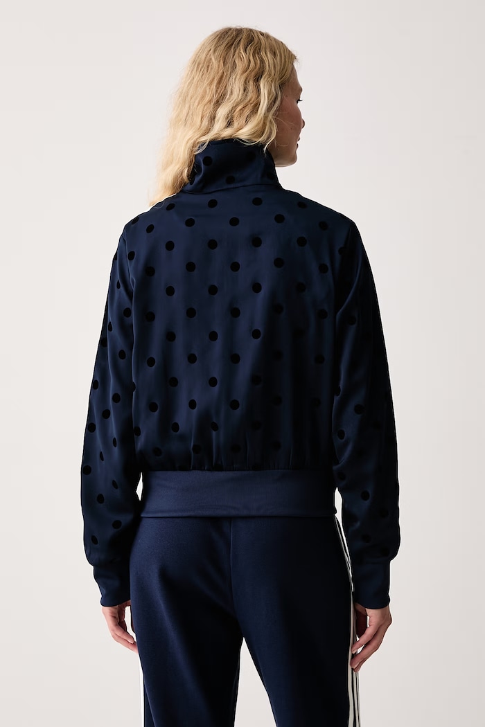 Oblečenie adidas Originals Mikina na zips dámska Satin Polka Dots LI2852 tmavomodrá