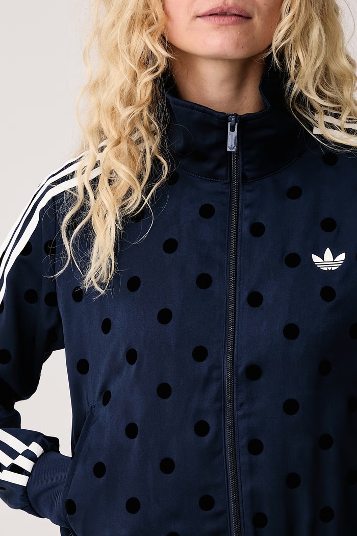 Mikina na zips dámska Satin Polka Dots adidas Originals LI2852 tmavomodrá
