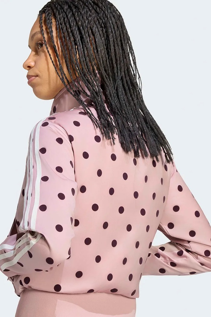 Dukserica na zakopčavanje za žene Satin Polka Dots adidas Originals LI2851 roza