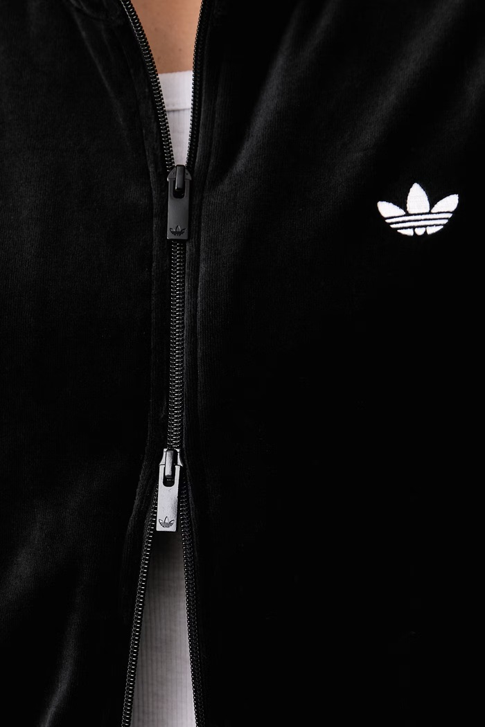 Bluza rozpinana damska z bawełną adidas Originals czarny LG4297