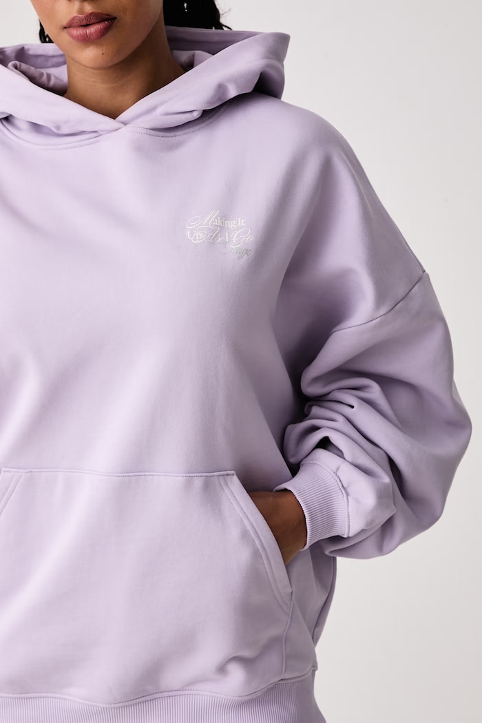 Bluza z kapturem damska bawełniana Dollege_B HUGO Blue 50570498 fioletowy