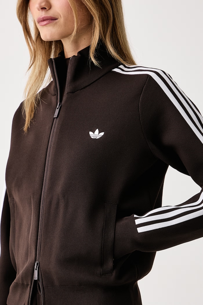 Dukserica na zakopčavanje za žene Adilenium Season 6 Knit adidas Originals LH1938 smeđa