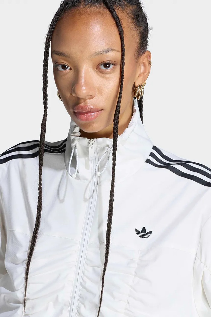 Dukserica na zakopčavanje za žene Adilenium Season 6 Ruffled adidas Originals LH1934 bež