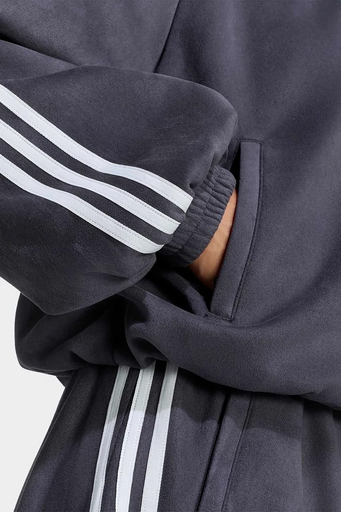 Dukserica na zakopčavanje za žene Adilenium Season 6 Faux Suede adidas Originals siva LH1919