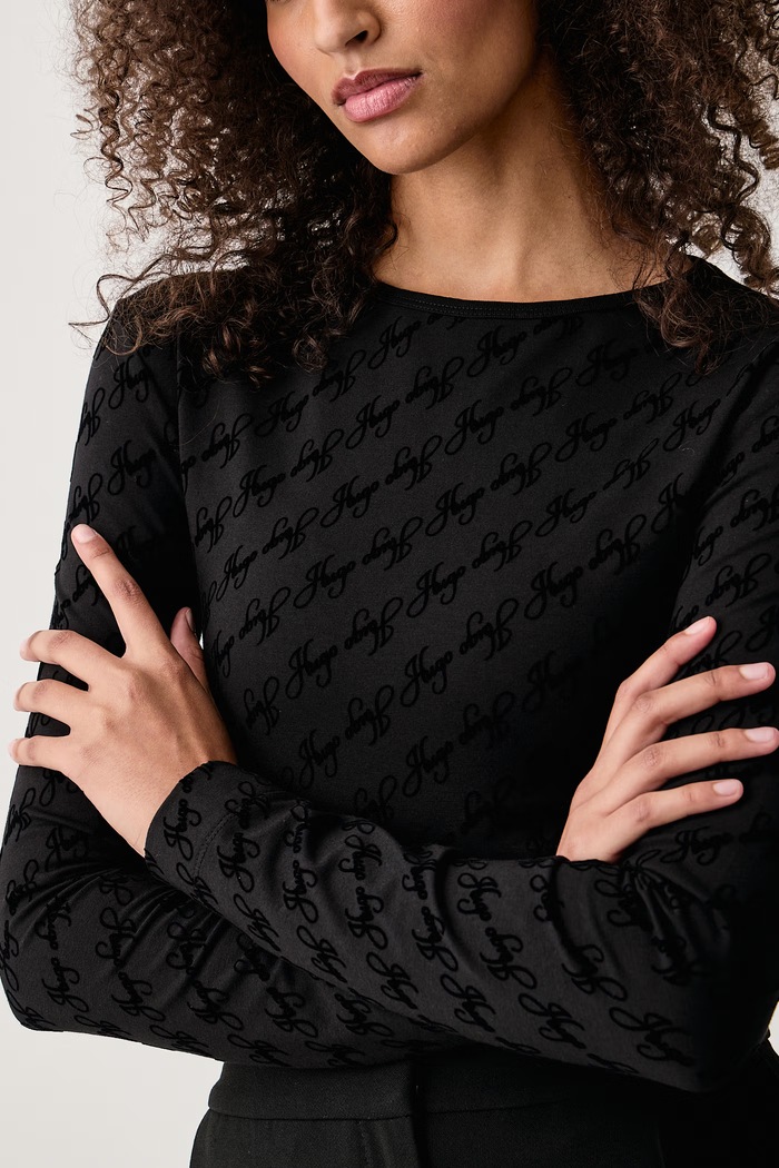 Tuta da donna con cotone FLOKKY_LS BODY HUGO nero 50570394