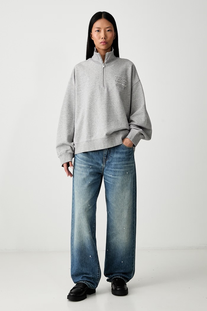 GANNI bluza z bawełną damska A1060029 szary AW26