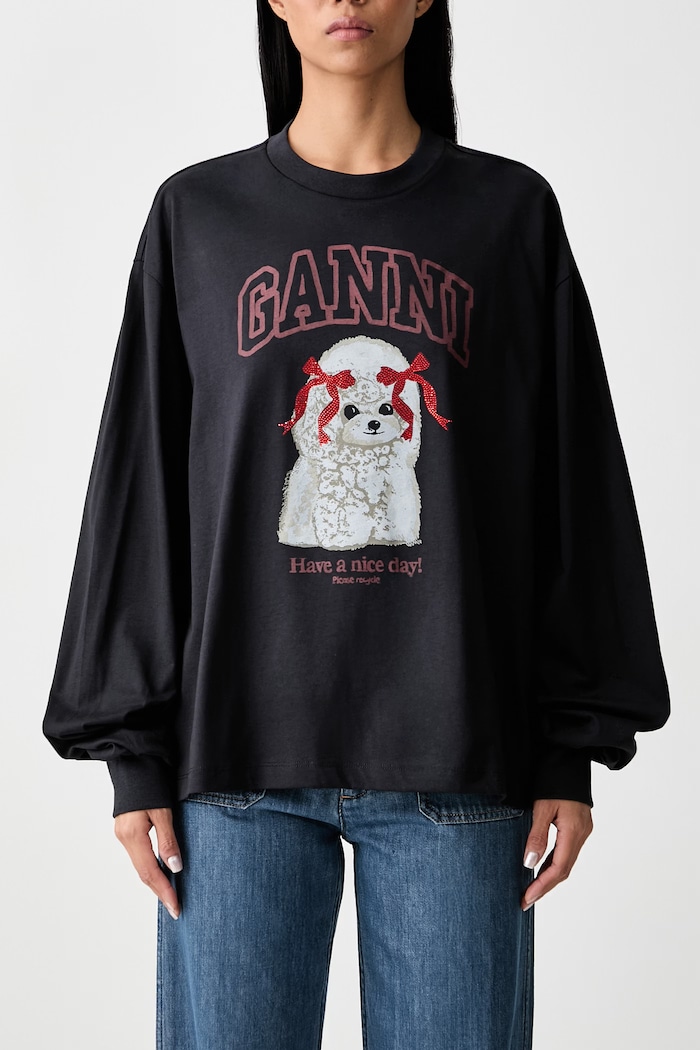 GANNI longsleeve Women's cotton A1050036 black