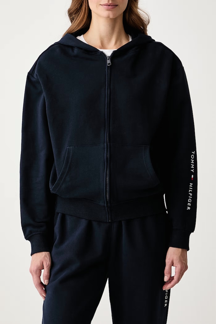 Bluza rozpinana damska bawełniana Tommy Hilfiger UW0UW06621 granatowy